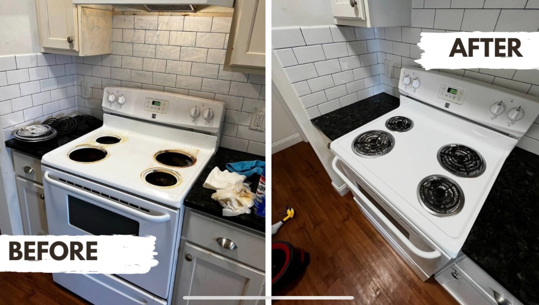 Stovetop before and after